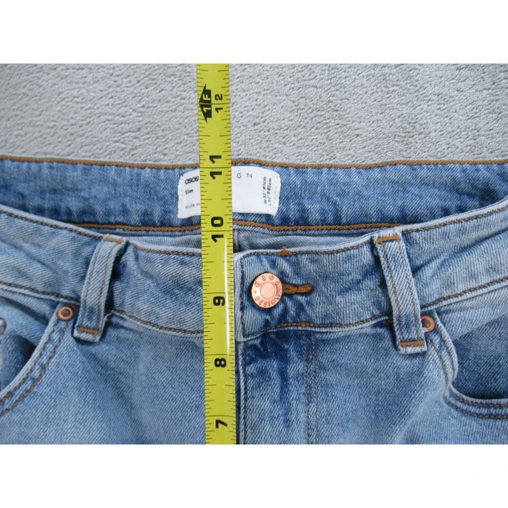 ASOS Design Slim Fit Jeans Men's 32x32 (Actual 28x29.5) Light Wash Blue 5-Pocket